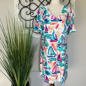 ARYEH Size XL Gorgeous Sailboat Print Dress